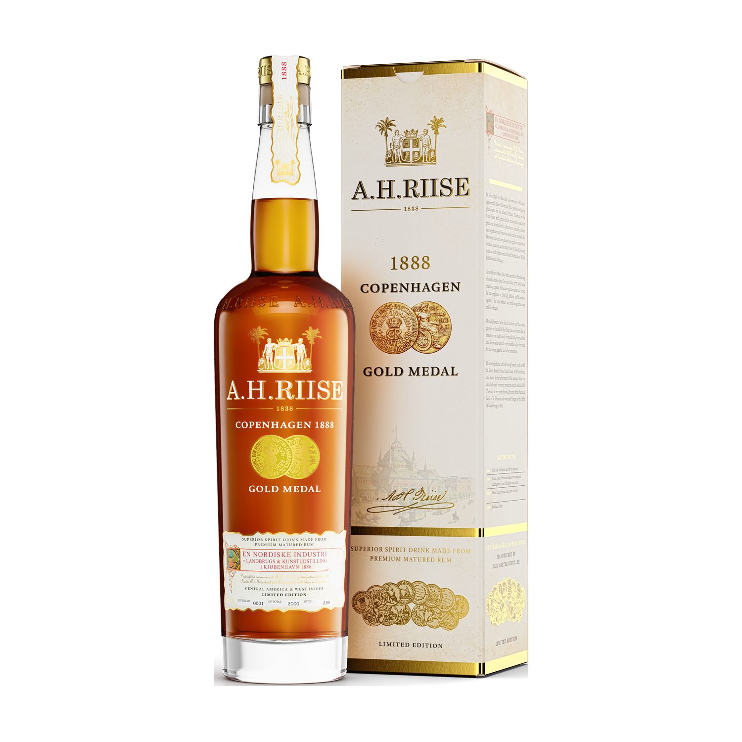 A.H. Riise 1888 Copenhagen Gold Medal 40% Vol. 0,7l mit Geschenkbox