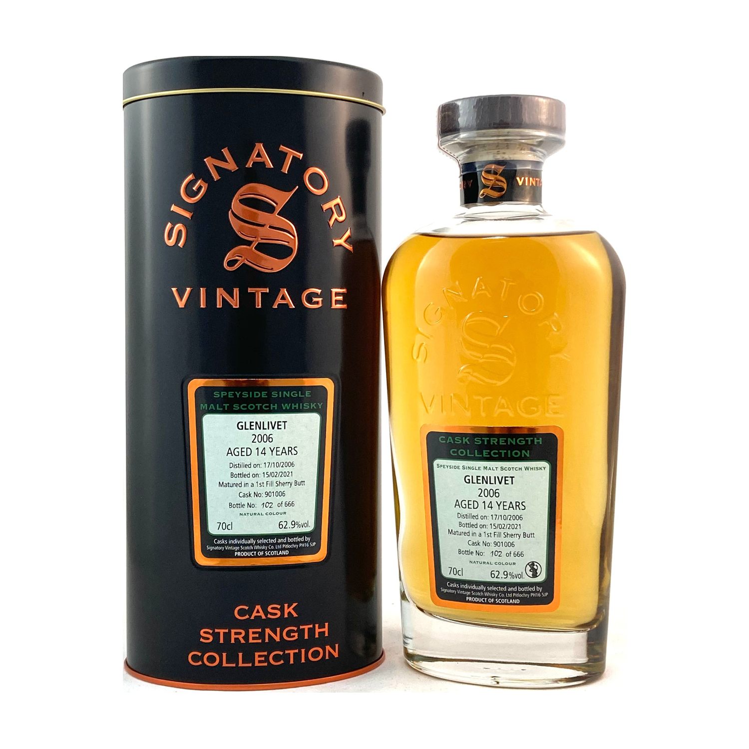 Signatory Vintage Glenlivet 14 Jahre Whisky 62,2% Vol. 0,7l mit Geschenkbox