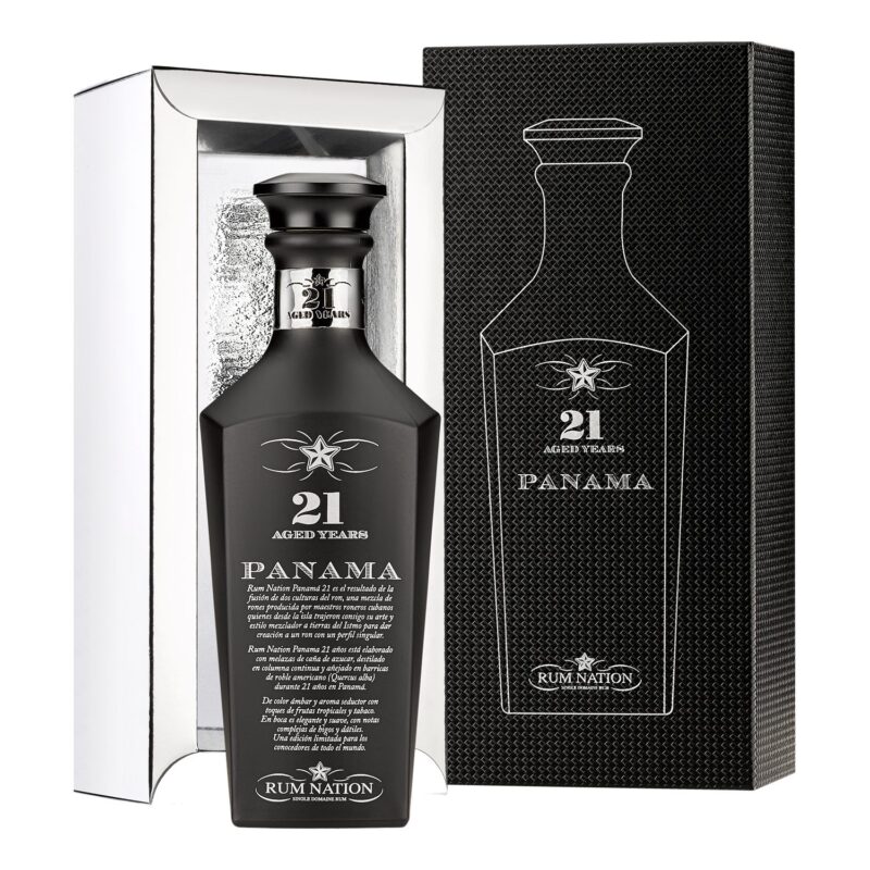 Rum Nation Panama 21 Jahre Decanter Black Edition 43% Vol. 0,7l mit Geschenkbox