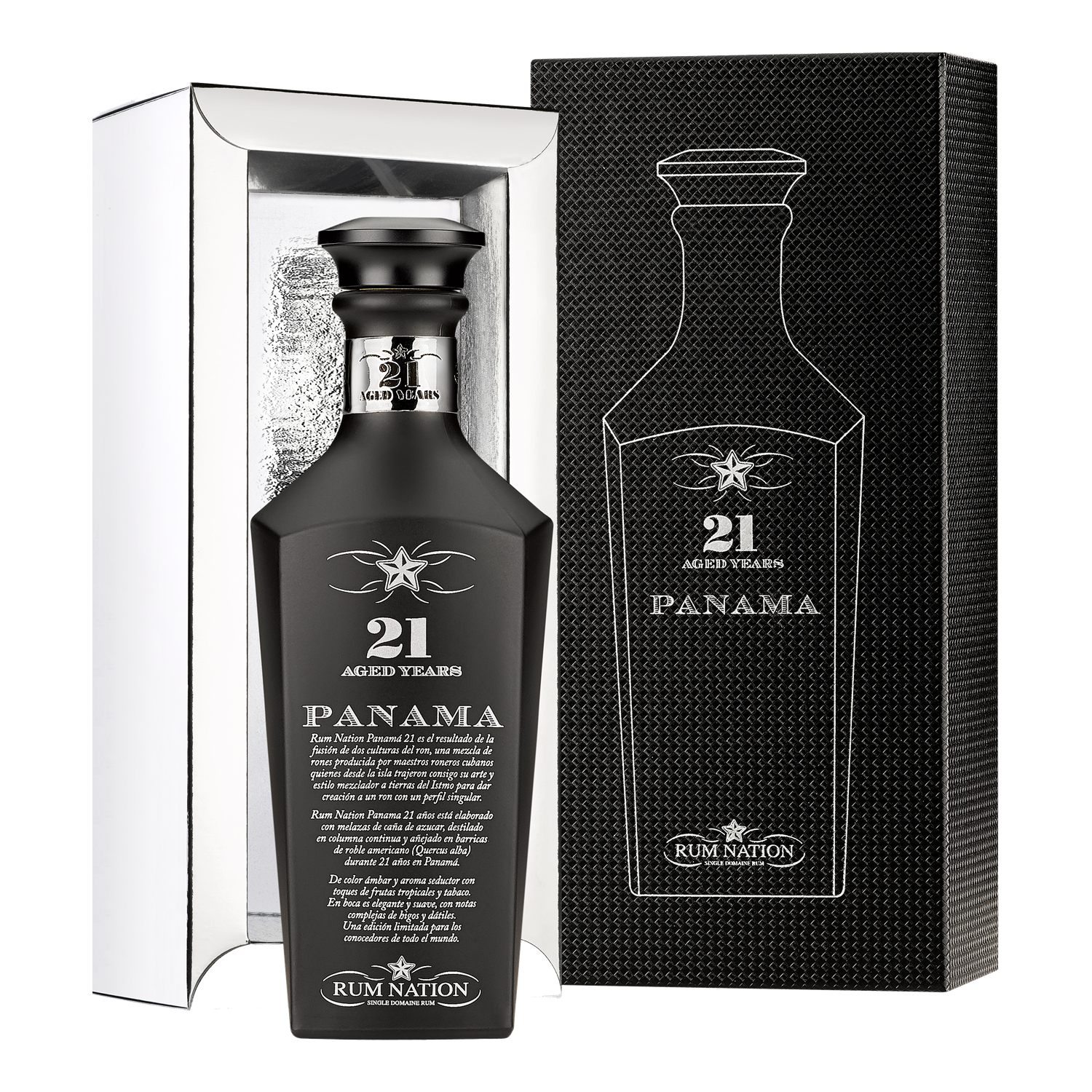 Rum Nation Panama 21 Jahre Decanter Black Edition 43% Vol. 0,7l mit Geschenkbox