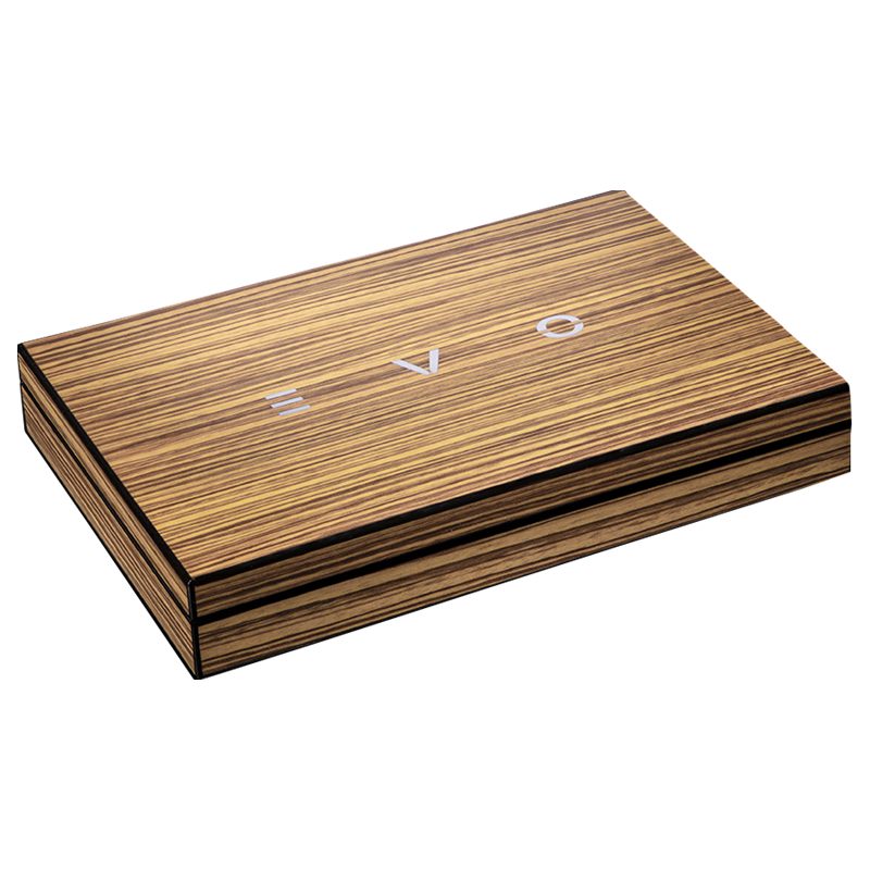 EVO Cigarcase 10 Zebrano Wood gefüllt 5 Evo/5 Fumo 42% Vol. 0,5l
