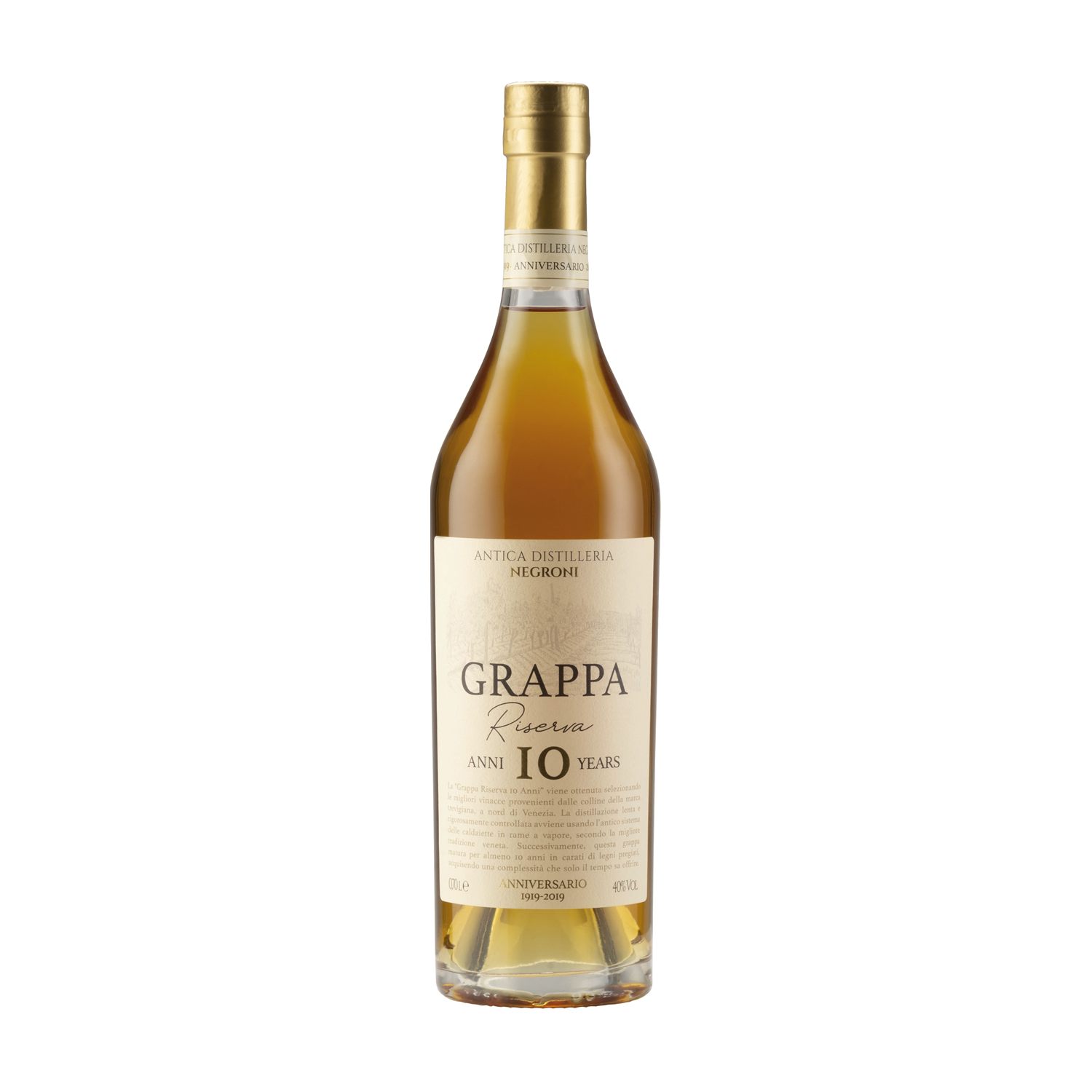 Negroni Grappa Riserva 10 Jahre Anniversario 40% Vol. 0,7l mit Geschenkbox